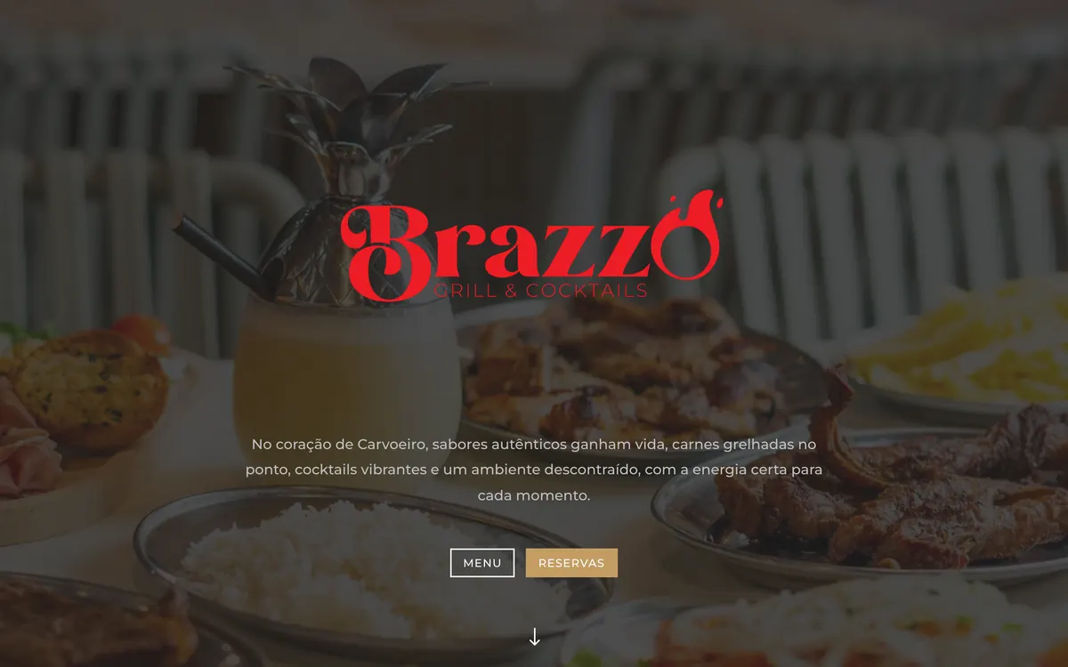 Página inicial do site do Brazzo num computador.
