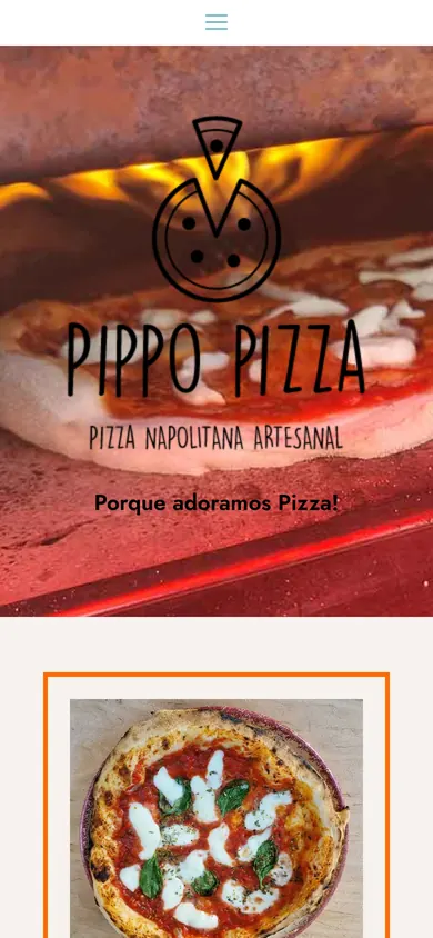 O site da Pippo Pizza no telemóvel.